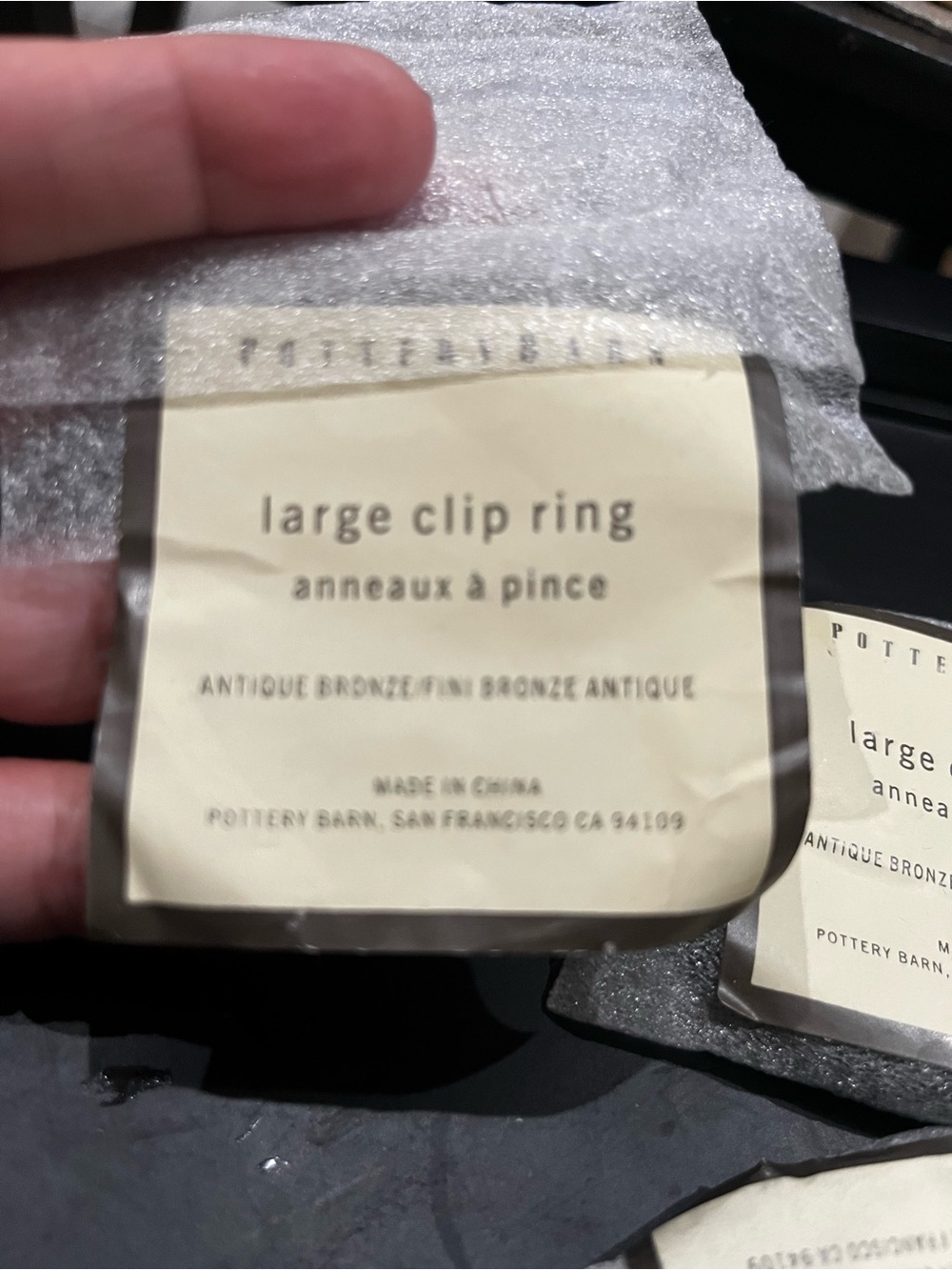 Pottery Barn Large Clip Ring - Black set of 4 $20 - Picture 5 of 6